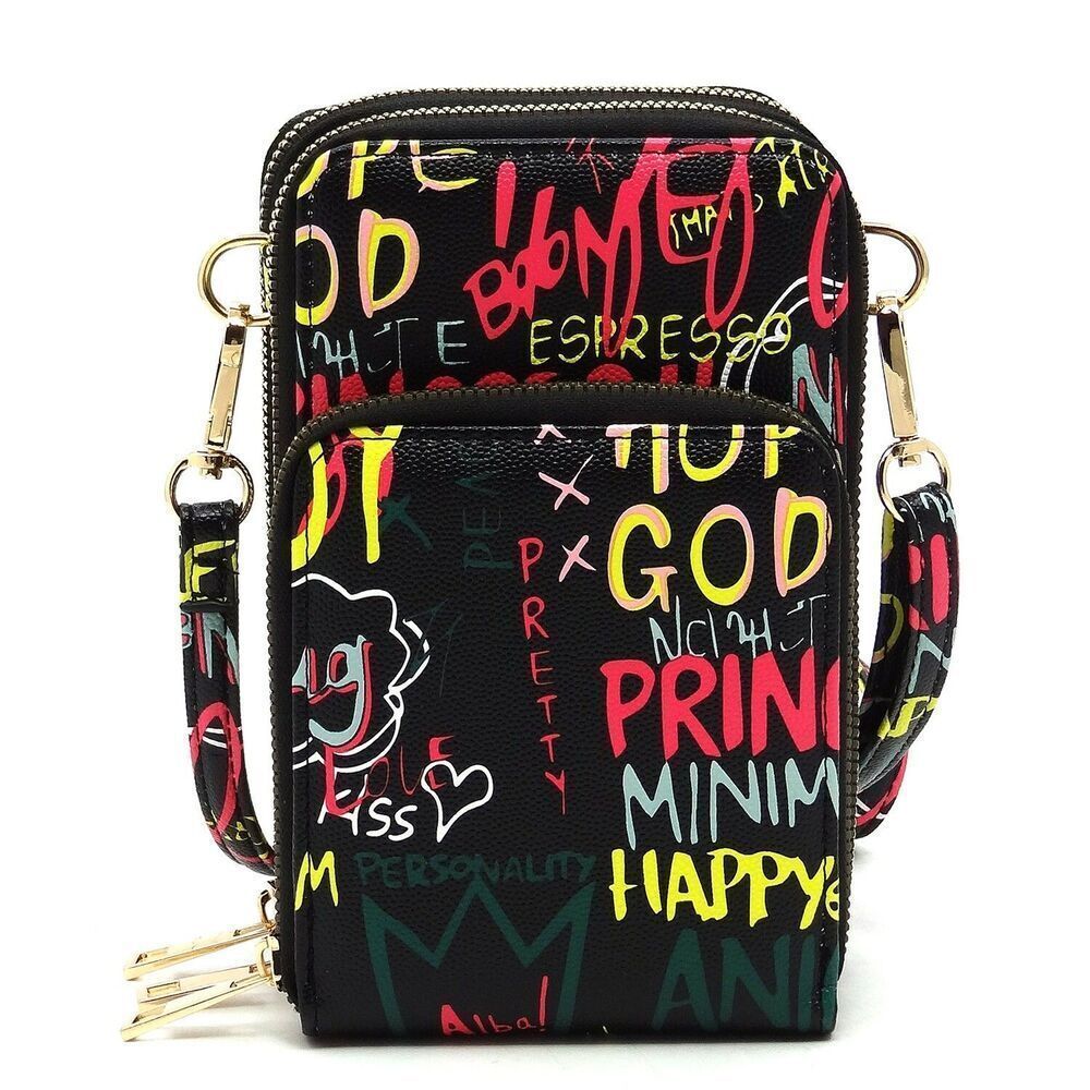 Graffiti Print Cell Phone Purse Crossbody Bag